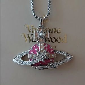 Vivienne Westwood Pink Galaxy Crystal Orb Necklace